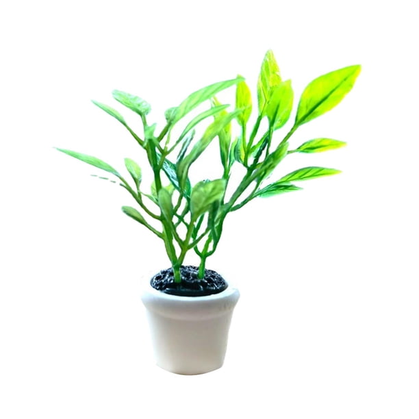Plantas en macetas de casa de muñecas, Mini escala 1: 12, Mini maceta de casa de muñecas, rtificial modelo de bonsái diminuto para