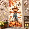 thumbnail image 2 of Decorative Design Autumn Banner Scarecrow Pumpkin Fall Leaves for Outdoor Decor Seasonal Celebration Wall Hanging, 2 of 9
