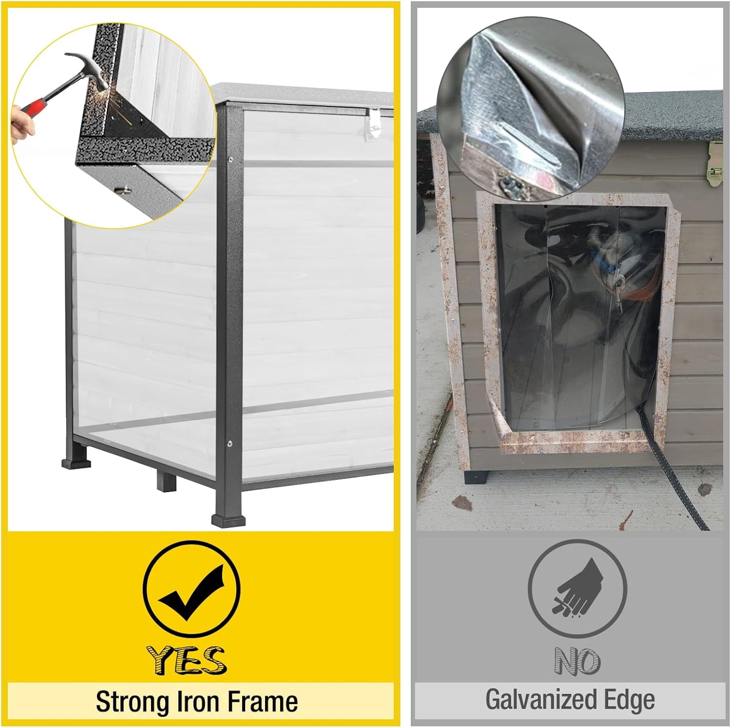 Aivituvin Heated Dog House Outdoor Dog Kennel with Insulated Liner All-Around Iron Frame Large Dog Cage for Small & Medium & Large Dogs,Waterproof(White)