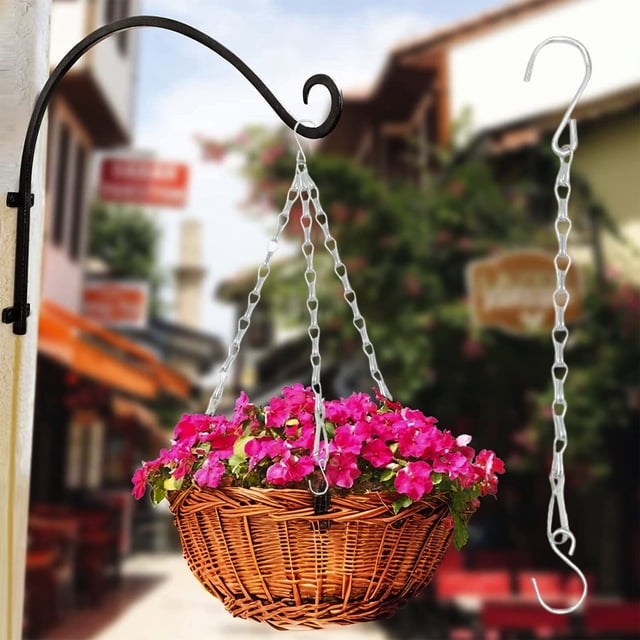 Cadena para Colgar Plantas de 29 Cm (11 Pulgadas) con Ganchos para Comederos de Pájaros, Macetas, Faroles y Adornos | Metal Plateado | 17 G | Resistente a La Intemperie | Uso Interior y Exterior | 1