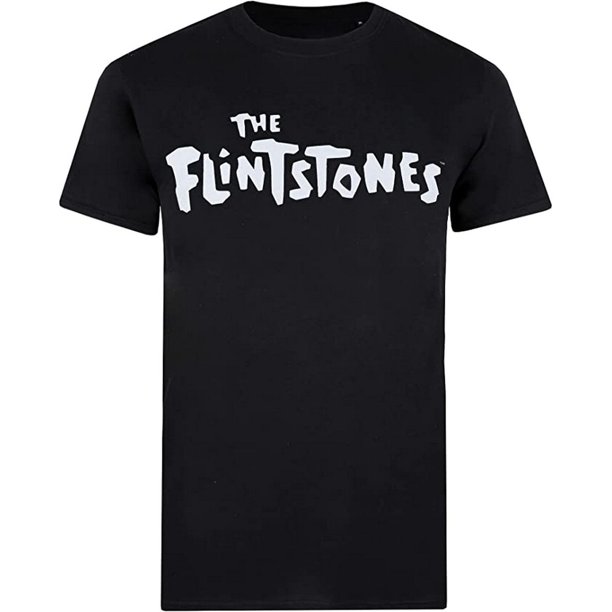 The Flintstones - Camiseta Logotipo para Hombre (Negro, Blanco)