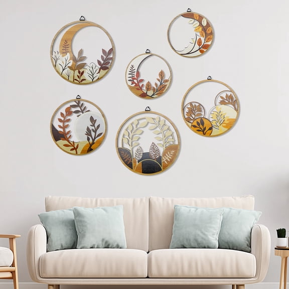 6PCS Boho Wall Art, Rustic Wooden Bohemian Wall Decor, Farmhouse Hanging Minimalist Decor for Bedroom Apartment Living Room