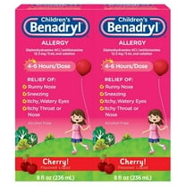 Children's Benadryl Allergy Liquid, Cherry, 8 Fluid Ounces (2 Count)