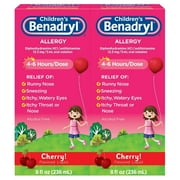 Children's Benadryl Allergy Liquid, Cherry, 8 Fluid Ounces (2 Count)