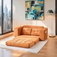 thumbnail image 2 of 67 inch Corduroy Loveseat Sofa Bed with Memory Foam & Steel Frame - No Assembly 2-in-1Convertible Couch for Small Spaces & Home Office,Orange, 2 of 10
