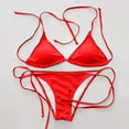 thumbnail image 5 of Prolriy Bikini Sets for Women Solid Color Lace Up Bikini Two Piece Swimsuit Womens Swimsuits Red L, 5 of 10