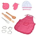 thumbnail image 1 of Kids Cooking And Baking Set - 11pcs Kitchen Costume Role Play Kits, Apron, Hat, 1 of 7