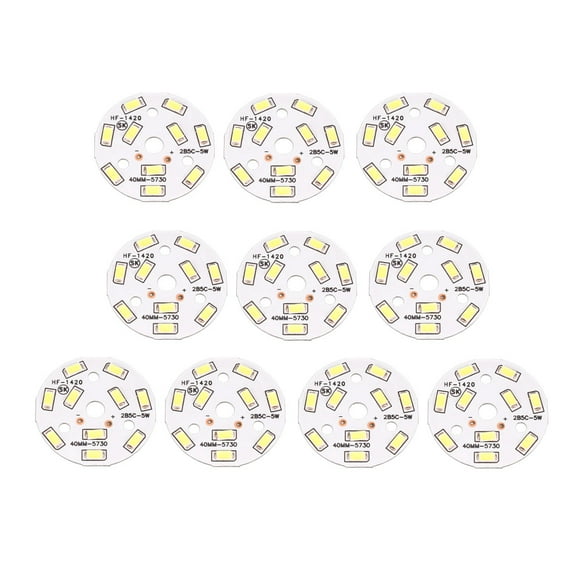 300mA 5W 10 LEDs 5730 Chip Aluminum Board Pure White 40mm Dia 10pcs