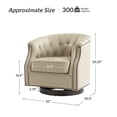 thumbnail image 6 of Genuine Leather Accent Chair with 360-Degree Swivel Base Nailhead Trims Armchair Apartment White, 6 of 7