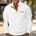 thumbnail image 1 of Gspmoly Men'S Shirt, Man Long Sleeve Solid Color Round Neck Button Fashion Fallow Blouse Top Summer Tops Holiday Deals, 1 of 6