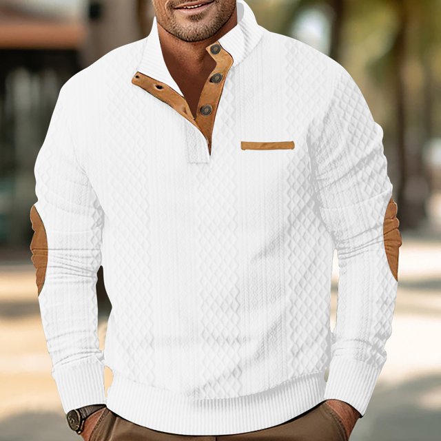 Gspmoly Men'S Shirt, Man Long Sleeve Solid Color Round Neck Button Fashion Fallow Blouse Top Summer Tops Holiday Deals