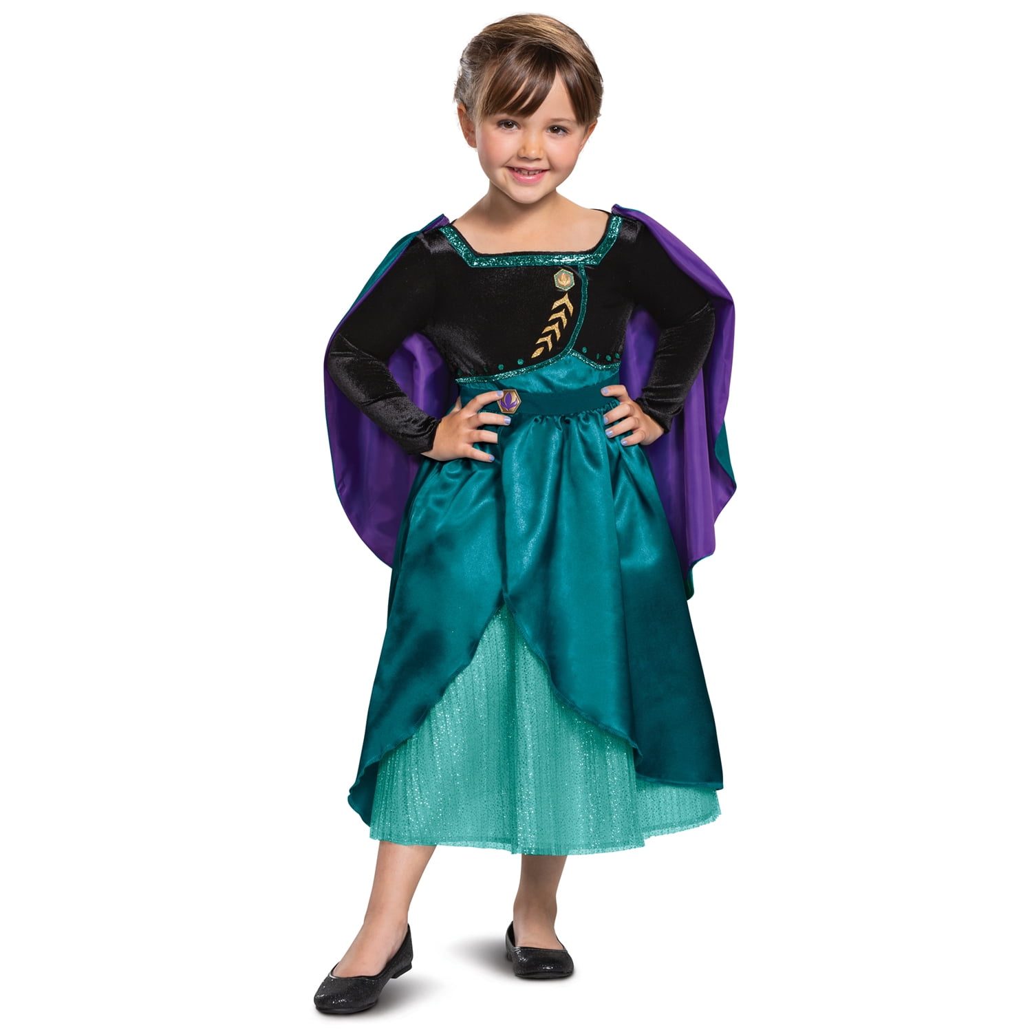 Girls Deluxe Disney Frozen Anna Fancy Dress Costume Large 7-8 Years & Cape NEW 