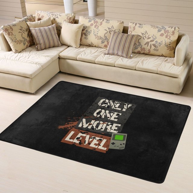 DouZhe Tapis Vintage Mode Jeu Motif Devise Tapis de Sol Antidérapant Lavable en Machine, Seulement un Mode Autocollant Style Console de Jeu Paillasson, 63x48 Pouces