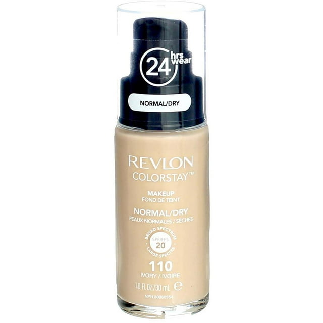 Maquillaje Revlon Colorstay para piel normal a seca, color marfil (110), paquete de 2
