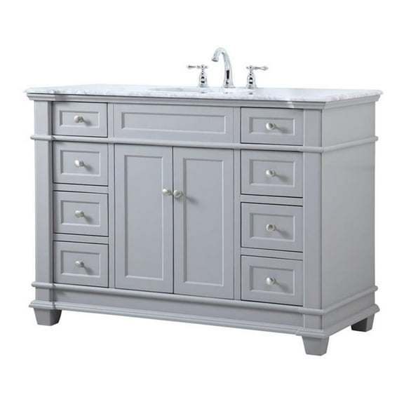Elegant Decor Wesley 48" Steel and Solid Wood Single Bathroom Vanity Set in Gray