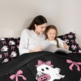 thumbnail image 4 of Feelyou Halloween Ghost Bow Twin Comforter Sets, Spooky Skull Pumpkin Bedding Set, Black Reversible, 2-Piece, 1 Comforter and 2 Pillowcases, 4 of 7