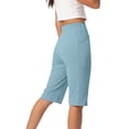 thumbnail image 5 of ADSSDQ Women's Bermuda Long Shorts High Waisted Knee Length Shorts Summer Athletic Running Shorts with Pockets Sky Blue XL, 5 of 7
