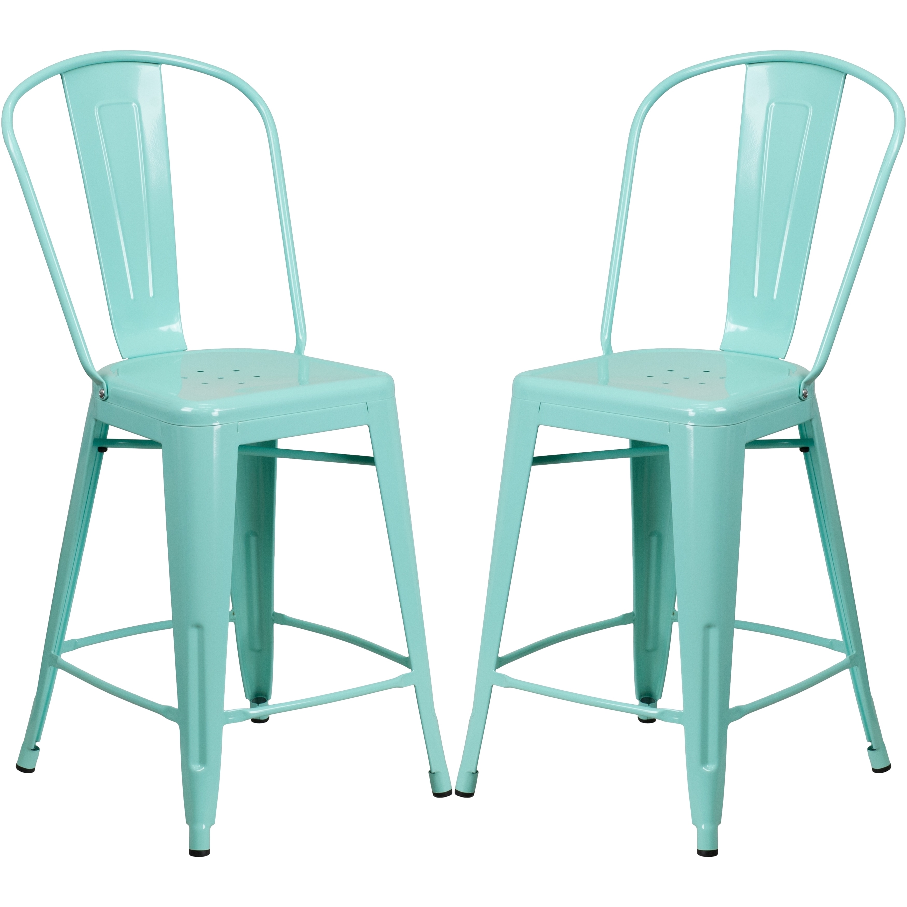 A Line Furniture Mint Green Metal Counterheight Stool