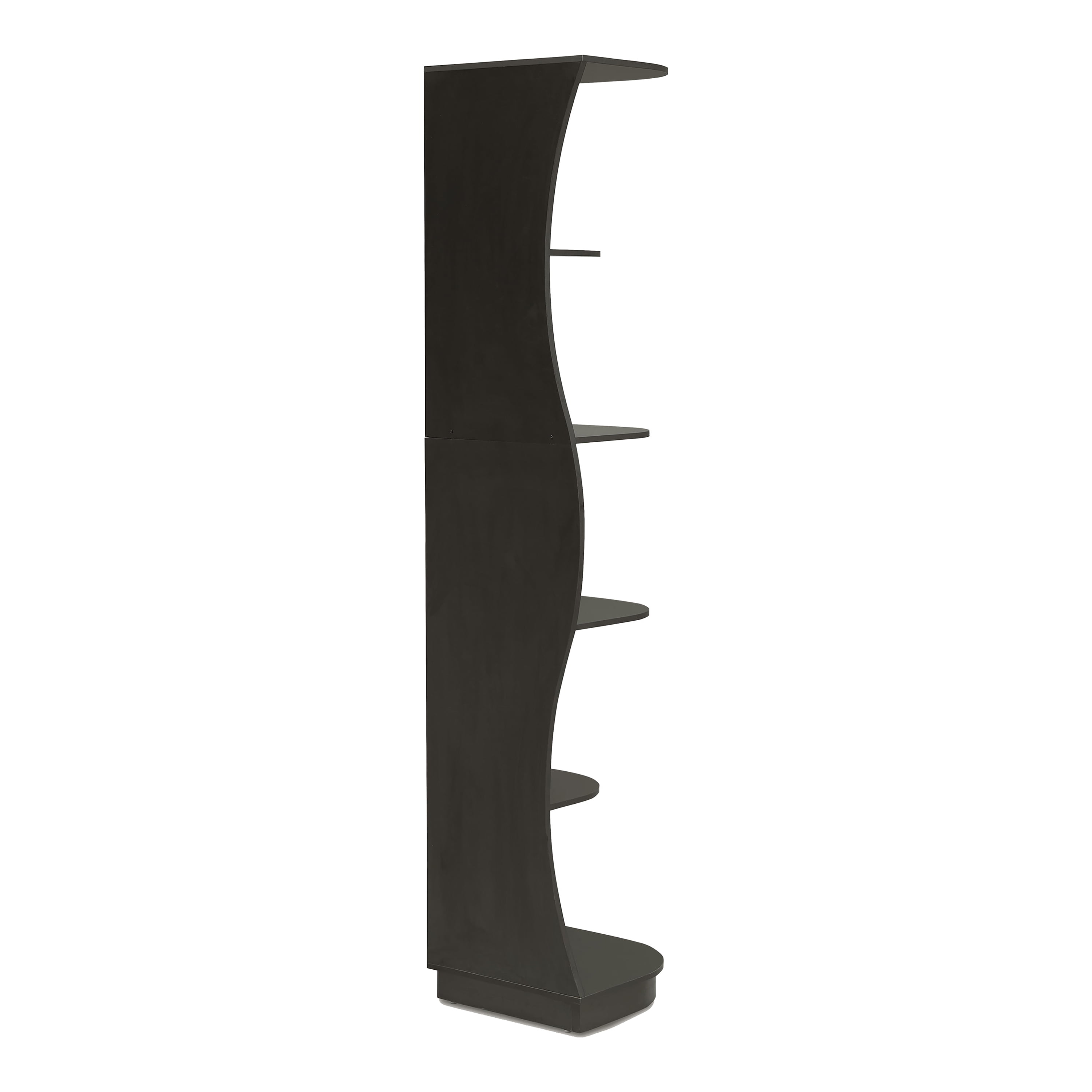 Furniture of America Wilton Adult Contemporary 5-Shelf Corner Bookcase with LED Light, Black Pure