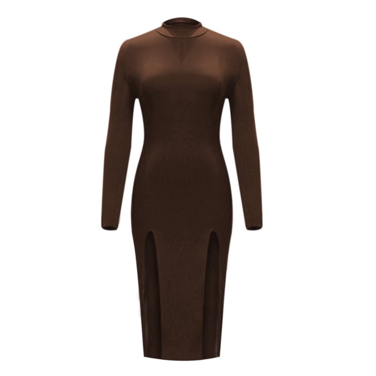 Solid Color Bodycon Split Hem Turtleneck Long Sleeve Ribbed Midi Dress For Women Autumn Ladies Button down Dress Shirt Champagne Womens Dress Ladies Wide Leg Dress Pants Shiny Ruched Thigh Slit Dress - Solid Color Bodycon Split Hem Turtleneck Long Sleeve Ribbed Midi Dress For Women Autumn Ladies Button down Dress Shirt Champagne Womens Dress Ladies Wide Leg Dress Pants Shiny Ruched Thigh Slit Dress -