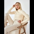 thumbnail image 4 of Suéter de Cuello Alto Acanalado para Mujer, Larga, Blusa Térmica de Peso Medio Albaricoque un Tamaño, 4 of 10