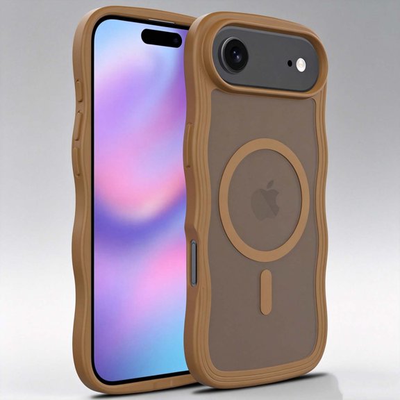 Designed for iPhone Air Phone Case,Compatible with Mag-safe,Cute Wavy Frame,Ultra SLim Skin-feel Matte Hard Translucent Back,Anti-Scratch Shockproof Anti-fall Phone Case,Brown