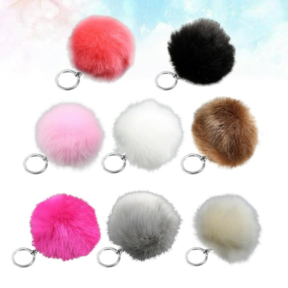 Raindrops 16Pcs Key Chain Pendant Round Fur Decoration for Daily Use and