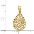 thumbnail image 3 of 14k Yellow Gold Polished & Textured Small Filigree Teardrop Pendant, 3 of 5