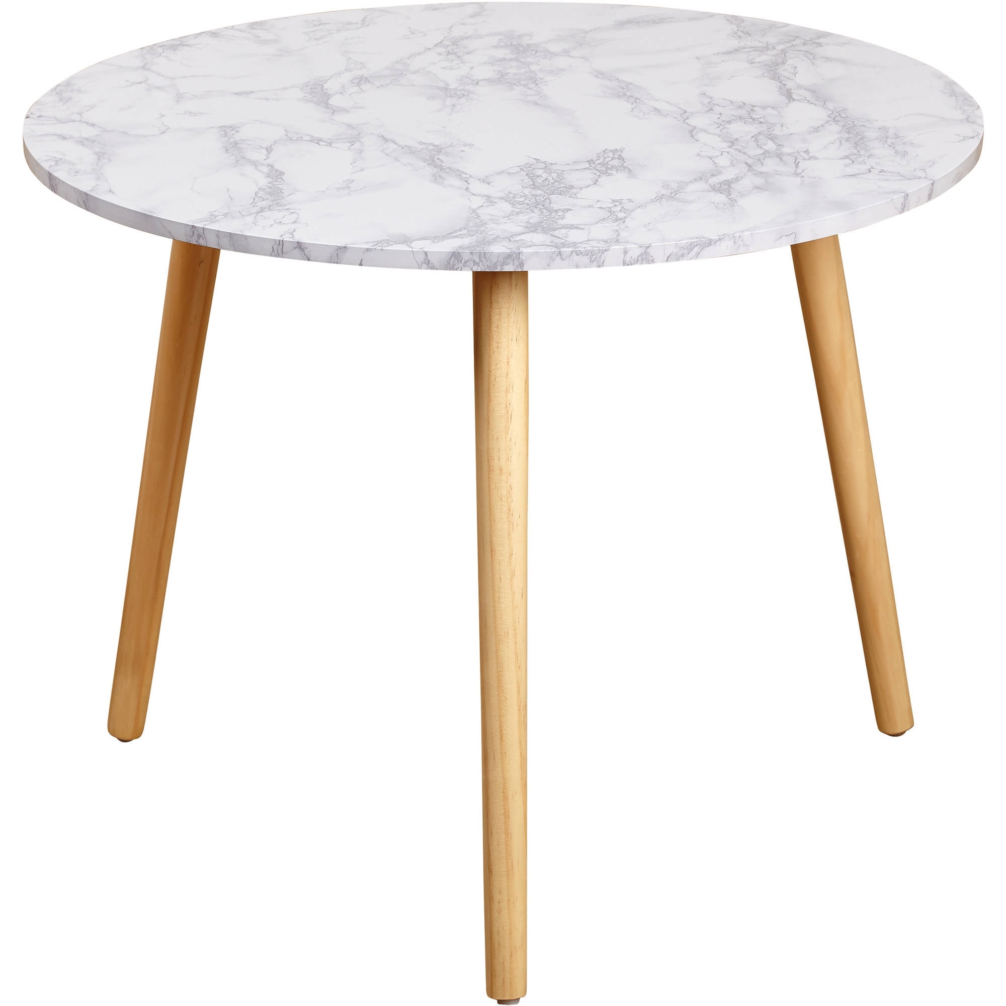 angelo isHome Darcy Modern Round Coffee Table, Natural/White Faux Marble