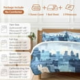 thumbnail image 6 of Abstract Urban Silhouette 4 Piece Duvet Cover Set Full Size Vintage Blue Gary Building Soft Bedding Set Comforter Cover, 1 Duvet Cover 1 Flat Sheets and 2 Pillowcases, 6 of 9