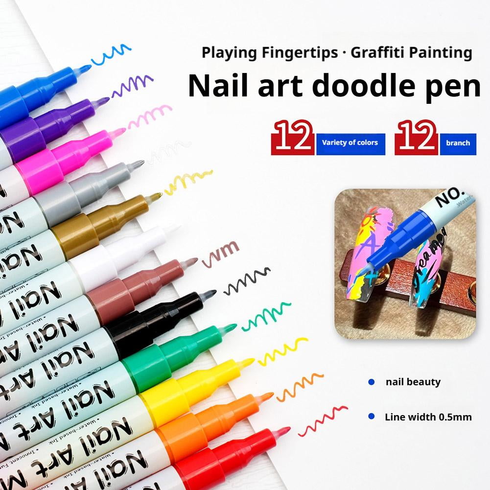 24 Colors Nail Art Marker Quick Dry Graffiti Nail Art Pens for Painting Nails