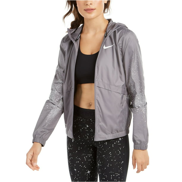 Allí terminar Es Nike Women's Essential Water-Repellent Hooded Running Jacket, Grey, S -  Walmart.com