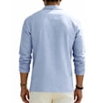 thumbnail image 5 of Generic Mens Linen Henley Shirts Casual Long Sleeve V Neck Polo T-Shirts Button Down Loose Collar Beach Tops, 5 of 7