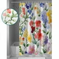 thumbnail image 3 of Small Stall Shower Curtain 36x72 Inch Narrow Half Size Spring Flower Bath Curtains Bathroom Decor Abstract Gradient Blue Purple Red Green Waterproof Fabric Shower Curtain Set with Hooks 36 Inch, 3 of 6