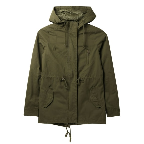Ma Croix Womens Hooded Satin Lined Anorak Jacket Plus Size Safari Military Parka