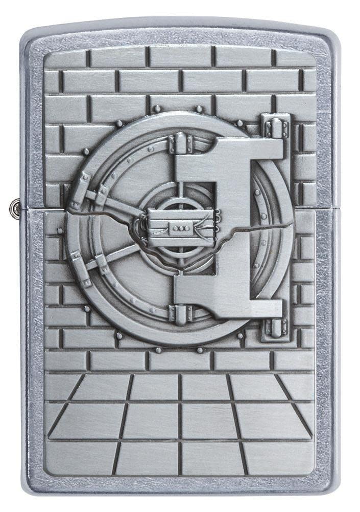 Zippo Safe with Gold Emblem Street Chrome Pocket Lighter