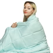 Gymax 15 lbs 60'' x 80'' Cooling Weighted Blanket Luxury Cooler Version Cotton & Glass Beads