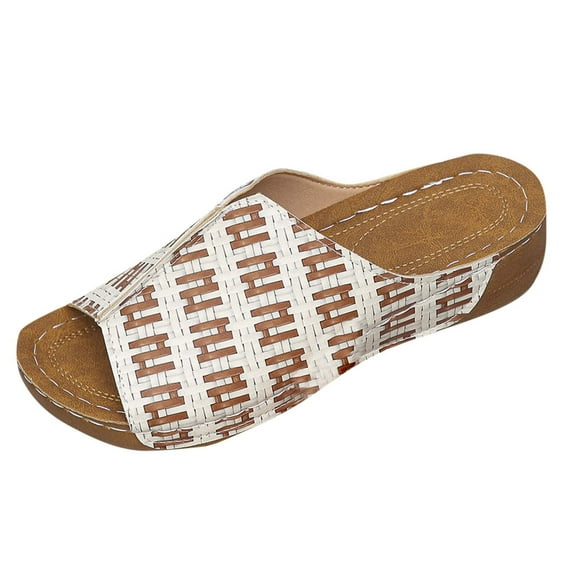 Women's Slope Heel Casual Sandals with Fish Mouth Thick Bottom Slippers Ladies Slippers Lightweight Comfortable Printing Fashion Design Sandals Multicolor Women Sandal