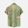 thumbnail image 4 of JLFKNG Mens T-Shirts Fashion World Map Printed T Shirt Breathable Cool Short Sleeve Buttons Up T-Shirt Tops For Men Lapel Comfy Mens Clothes, 4 of 6