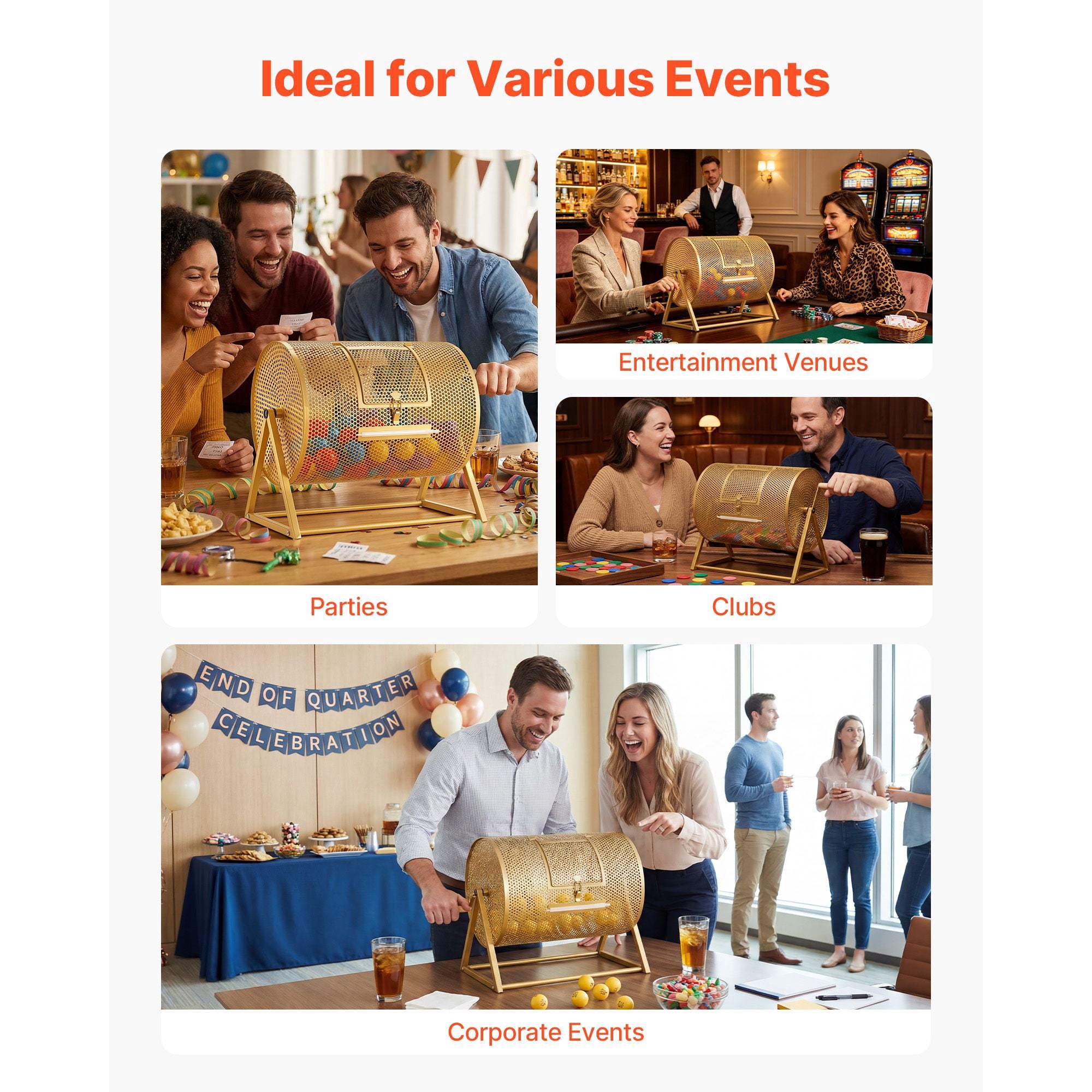 Raffle Ticket Spinner with 360° Rotation, 5000 Ticket Capacity, Magnetic Handle, Triangular Base, for Events Parties Raffles