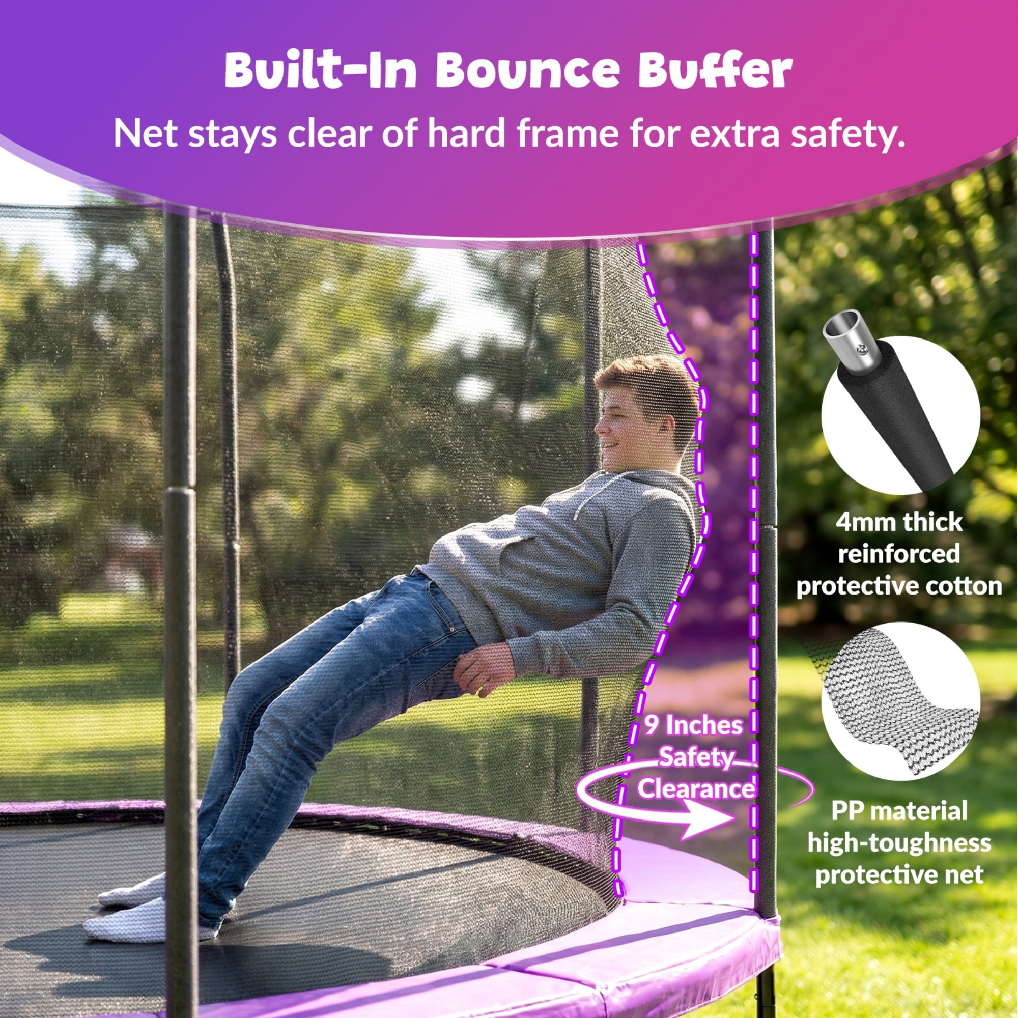 ACWARM HOME 2025 NewTrampoline 14FT Premium Blue Trampoline with Basketball Hoop and LED Lights Recreational Trampolines for Kids and Adults with Net and Ladder