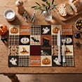 thumbnail image 4 of Sm:)e Patchwork Ghost Pumpkin Black Cat Bat Skeleton Witch Hat Halloween Placemats Set of 4, 12x18 Inch Holiday Table Mats for Indoor Outdoor Party Dining Decoration, 4 of 7