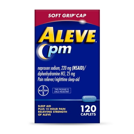 Aleve PM Soft Grip Arthritis Cap Pain Reliever & Nighttime Sleep Aid Caplets, 120 Count