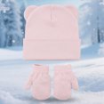 thumbnail image 2 of NOLDARES Kids Winter Hat and Gloves Set Girls Boys Knit Beanie Hats with Pom Warm Snow Ski Cap for Toddler(M035-Pink), 2 of 8