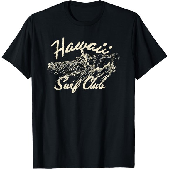 Hawaii Surf Club Wave Rider T-Shirt men and women can wear, black, white, gifts