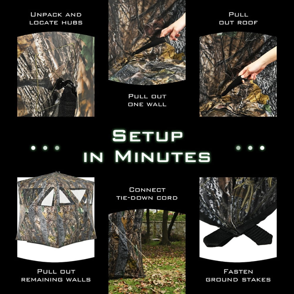 Aimee Lii 3 Person Portable Pop-Up Ground Hunting Blind with Tie, Outdoor Camping Hiking Tent Aimee Lii 3 Person Portable Pop-Up Ground Hunting Blind with Tie, Outdoor Camping Hiking Tent