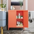 thumbnail image 5 of Small 2 Transparent Door Metal Storage Side Buffet Cabinet for Bed Room,Living Room,Entryway,Hallway,Home,Hotel,Office,Garage,Kitchen,1 Removable Shelf. (Striped Door, Orange), 5 of 14