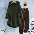 thumbnail image 6 of FNFYFH Womens Fuzzy Fleece Pajamas Set Plus Size Sherpa 2 Piece Outfits Cute Warm Hoodie Plush Jogger Pants Soft Fluffy Pjs Winter Sleepwear, 6 of 6