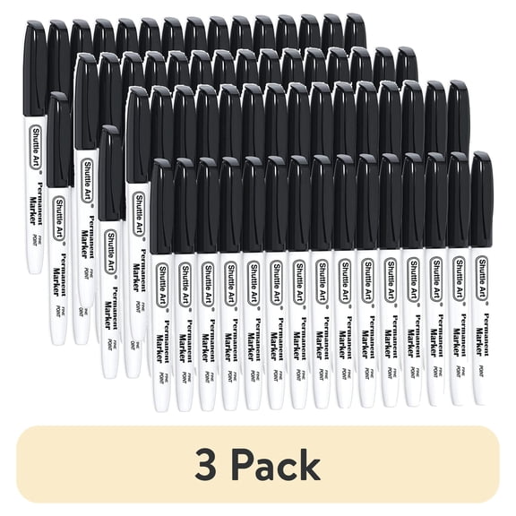 (3 pack) Permanent Markers,Shuttle Art 30 Pack Black Permanent Marker set,Fine Point, Works on Plastic,Wood,Stone,Metal and Glass for Doodling, Marking