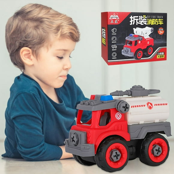 Big Save,HWRETIE Remote Control Assembled Vehicle Toy Set,Disassembled Fire Truck Toy with Screwdriver